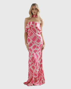 Goldie Gown Pint Abstract Silk