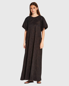 Juliette Hogan: Emmy Dress (Floral Cotton Jacquard) Black