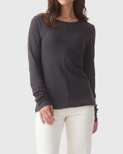 Long Sleeve Drape Top Charcoal
