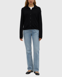 Abigail Wool Cashmere Knit Shirt Black
