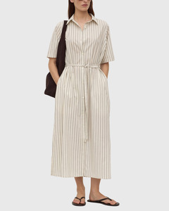 Assembly Label: Ria Stripe Midi Shirt Dress Cream/Smoke