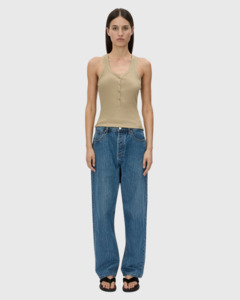 C M: Nora Button Down Tank Sepia