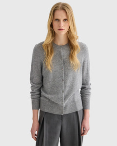 Laing: Cashmere Crewneck Cardigan Grey Marle