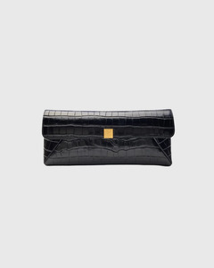 Viktoria Woods: Felix Clutch Black Croc