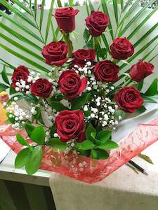 Valentines Day 14th February: One Dozen Red Roses in water filled box