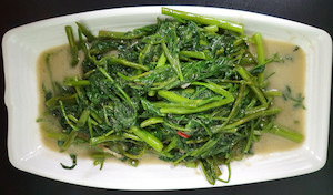 Water Spinach with Tofu paste and chili BBQ Noodles House