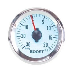2" WHITE FACE BOOST GAUGE CHROME BEZEL - BC Direct