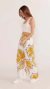 MINK PINK - Zuri Wide Leg Pant - White Palm
