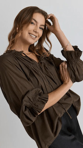 Ivy Jack: IVY + JACK - Artist LS Gathered Top - Olive