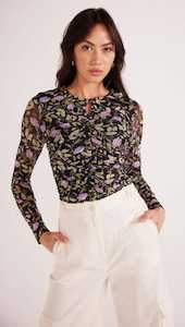 Minkpink: MINK PINK - NOCTURNE MESH TOP - Lilac Floral