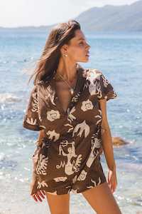 Palm Collective: Palm Collective - Ariel Playsuit - Chocolate/ Vanilla