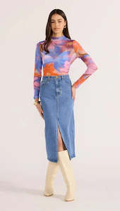 All Womens: MINK PINK - Sommer Mesh Skivvy Top - Blue Floral