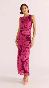 Womens Winter Sale 2 Get 30 Off: MINK PINK - Persephone Mesh Midi Dress - Berry Floral
