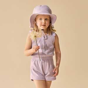 Kids Baby Wear Brands: Wilson & Frenchy - Organic Terry Playsuit - Lavender Shells - Purple