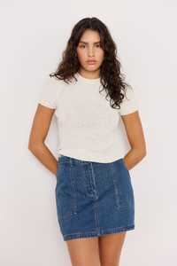 MINK PINK - APOLLO RIB KNIT TEE - WHITE