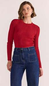 STAPLE THE LABEL - LUNA RIBBED KNIT TOP- RED