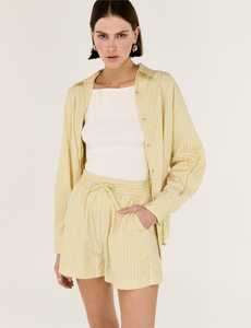 All Womens: STAPLE THE LABEL - Zeno Relaxed Shorts - Yellow White Stripe