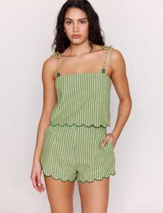 MINK PINK - Capri Tie Shoulder Cami - Green Stripe