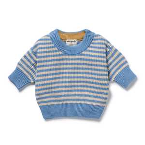 Wilson & Frenchy - Organic Knitted Stripe Jumper - Frosted Blue