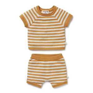 Wilson & Frenchy - Organic Two-Piece Knitted Set - Golden Wave Stripe