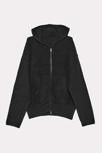 KNIT ZIP HOOD - BOILED BLACK
