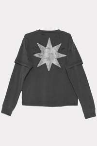 DISTRESSED TIDE DOUBLE T-SHIRT - CHARCOAL