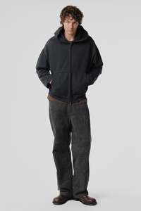 Knitwear: Bomber Zip Hood - Black