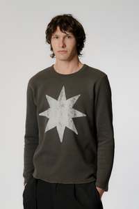 Tops: Star Drive Waffle LS - Charcoal
