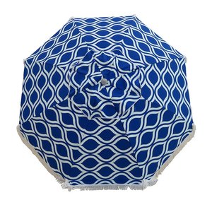 Classic Fringe Beach Umbrella - Moroccan Blue, 210cm