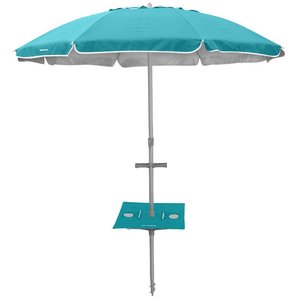 Clearance Summer Ends: Beachcomber Umbrella 210cm (7ft) - Solid TURQUOISE Canopy with Sunraker Table