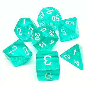 Acrylic Dice: Kelpies Delight - 7 Piece Polyhedral Dice Set + Dice Bag