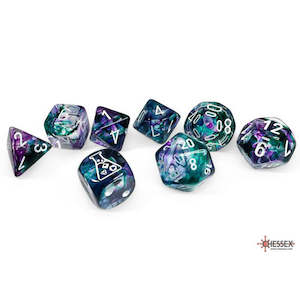 Chessex Dice: Chessex Lab Dice - Nebula Fluorite/White  8 Piece Polyhedral Dice Set (CHX 30068)