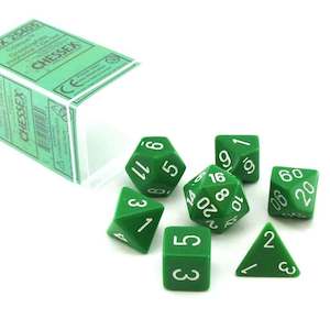 Chessex Opaque Green/White 7 Piece Polyhedral Dice Set (CHX 25405)