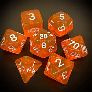 Orange Sherbet - 7 Piece Polyhedral Dice Set + Dice Bag