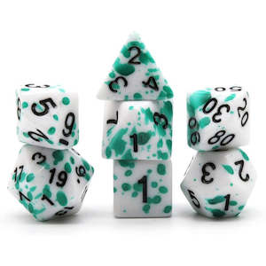 The Splatterdome - 7 Piece Polyhedral Dice Set + Dice Bag