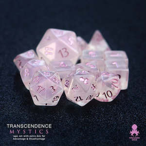 Transcendence Metallic Mauve Ink Mystics 14pc Dice Set by Kraken Dice