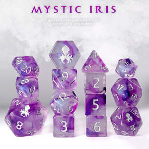 14 Piece Dice Sets: Mystic Iris 14pc Dice Set by Kraken Dice