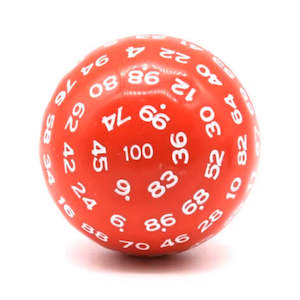 Individual Dice: D100 (One Hundred Sided Dice) - Red/White
