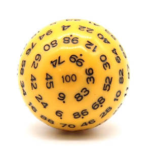 Individual Dice: D100 (One Hundred Sided Dice) - Yellow/Black