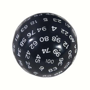 D100 (One Hundred Sided Dice) - Black/White