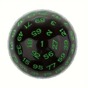 Individual Dice: D100 (One Hundred Sided Dice) - Black/Green