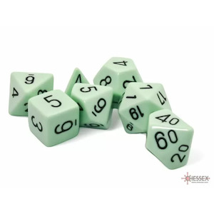 Chessex Dice: Chessex Opaque Polyhedral Pastel Green/Black 7 Piece Polyhedral Dice Set (CHX 25465)