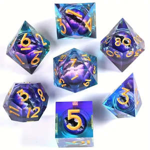 Handcrafted Dice: Awaken the Beast - Sharpedge Dice Set and Dice Case