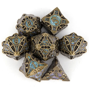 Circe's Avatar - 7 Piece Metal Polyhedral Dice Set & Dice Case