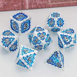 Metal Dice: Kraken Stone - 7 Piece Metal Polyhedral Dice Set & Dice Case