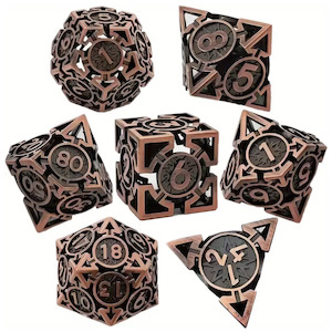 Metal Dice: Mishra's Power Stone - 7 Piece Hollow Metal Polyhedral Dice Set & Dice Case