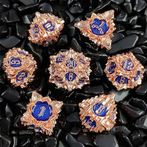 Ravens Wing - 7 Piece Metal Polyhedral Dice Set & Dice Case