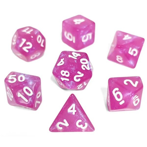 Acrylic Dice: Tarot Reading - 7 Piece Polyhedral Dice Set + Dice Bag