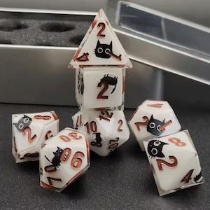Handcrafted Dice: Skitters - Handcrafted Sharp Edge Dice Set & Dice Case
