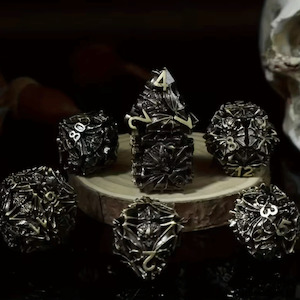 Metal Dice: Bat Country - 7 Piece Hollow Metal Polyhedral Dice Set & Dice Case